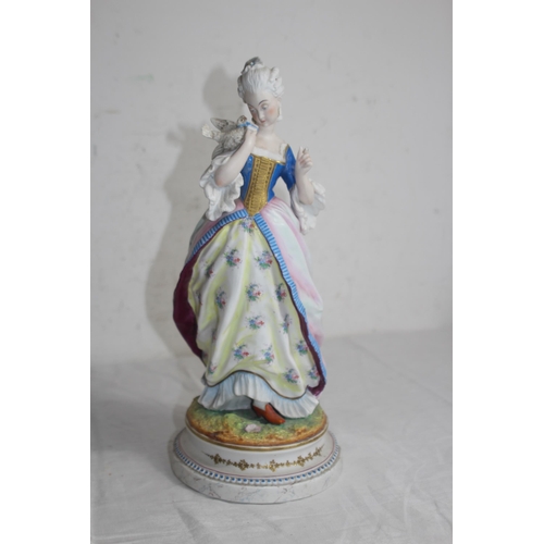 222 - ANTIQUE BISQUE FIGURINE SIGNED AM - A/F
37CM
