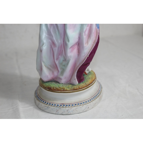 222 - ANTIQUE BISQUE FIGURINE SIGNED AM - A/F
37CM