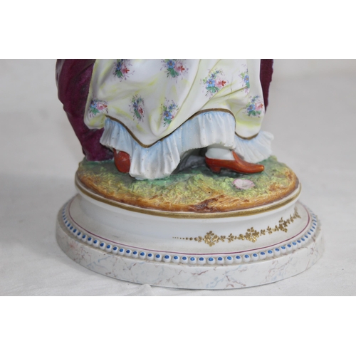 222 - ANTIQUE BISQUE FIGURINE SIGNED AM - A/F
37CM