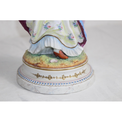 222 - ANTIQUE BISQUE FIGURINE SIGNED AM - A/F
37CM