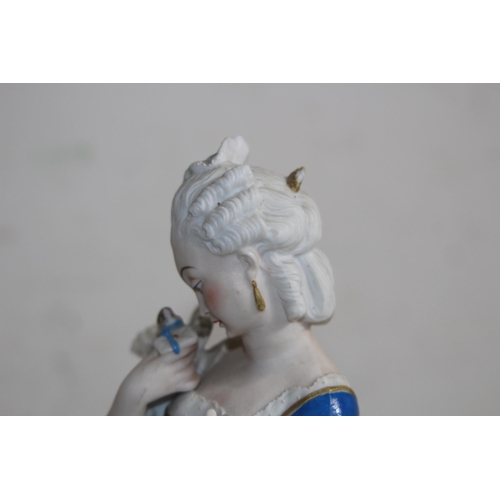 222 - ANTIQUE BISQUE FIGURINE SIGNED AM - A/F
37CM