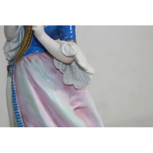 222 - ANTIQUE BISQUE FIGURINE SIGNED AM - A/F
37CM