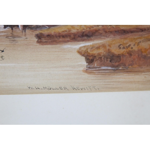 102 - W H MULLER HEWITT 1848 - 1921 UNFRAMED WATERCOLOUR
39 X 23CM