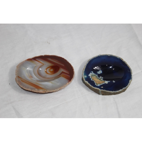 723 - TWO AGATE POLISHED STONE ASHTRAYS
