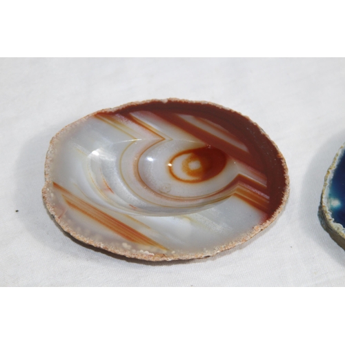 723 - TWO AGATE POLISHED STONE ASHTRAYS