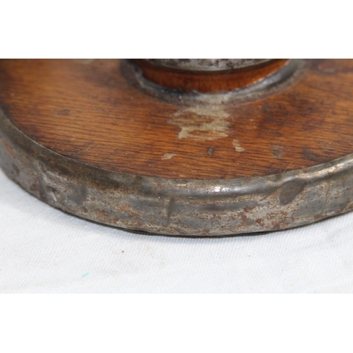 730 - VINTAGE WOODEN INKWELL AND STONE MASONS MALLET