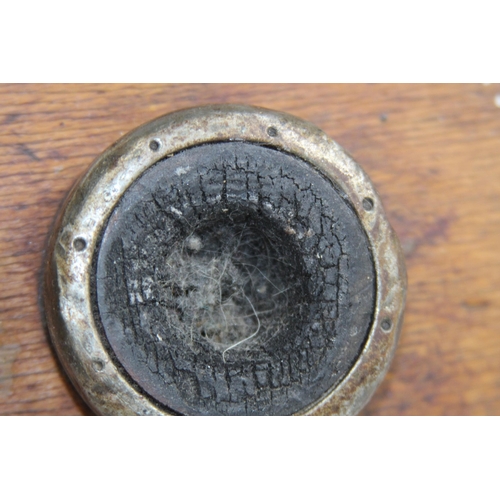 730 - VINTAGE WOODEN INKWELL AND STONE MASONS MALLET