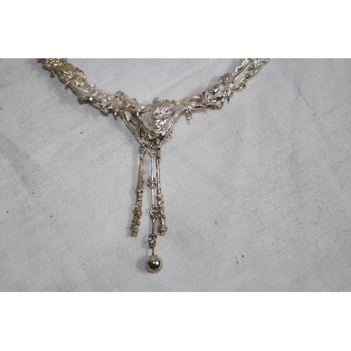 850 - JUHLS SWEDISH HAND MADE SILVER NECKLACE AND EARRINGS