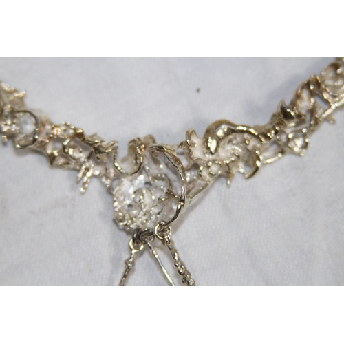 850 - JUHLS SWEDISH HAND MADE SILVER NECKLACE AND EARRINGS