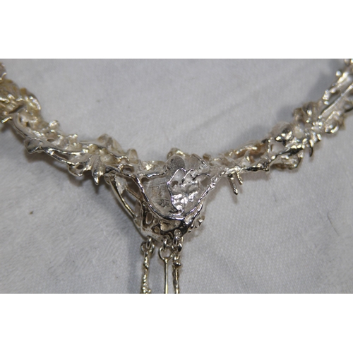 850 - JUHLS SWEDISH HAND MADE SILVER NECKLACE AND EARRINGS