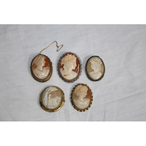 854 - QUANTITY OF VINTAGE AND ANTIQUE CAMEO BROOCHES