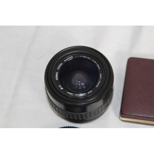 339 - ROLLED GOLD CROSS PEN AND SIGMA ZOOM MASTER CAMERA LENS
