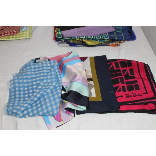 341 - QUANTITY OF SILK SCRAVES ETC