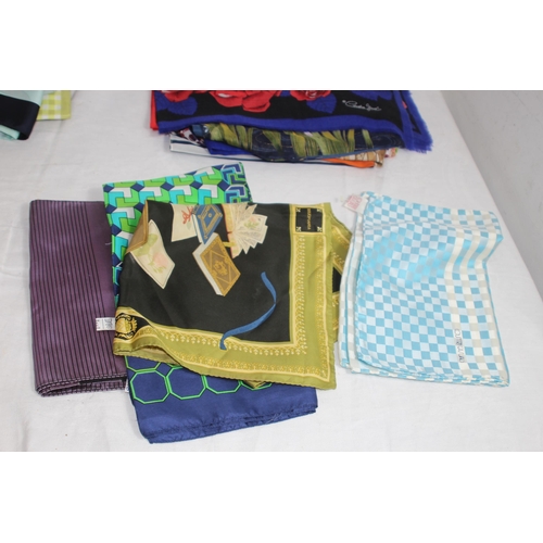 341 - QUANTITY OF SILK SCRAVES ETC