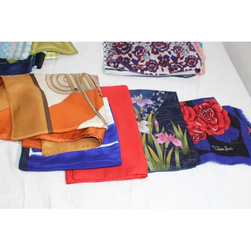 341 - QUANTITY OF SILK SCRAVES ETC