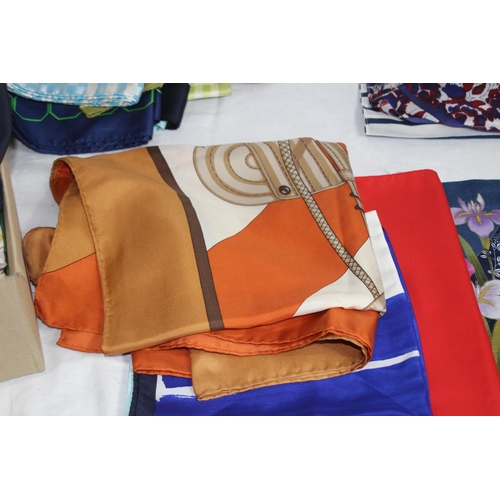 341 - QUANTITY OF SILK SCRAVES ETC