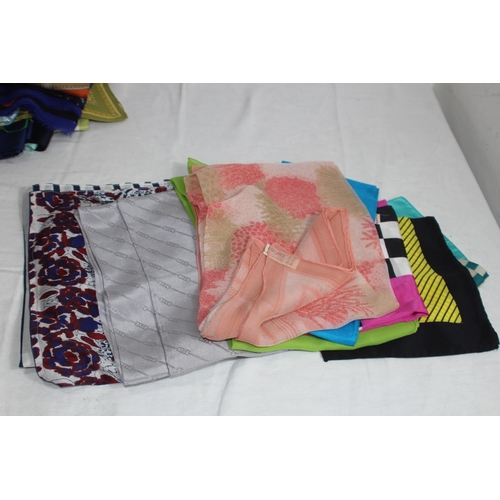 341 - QUANTITY OF SILK SCRAVES ETC