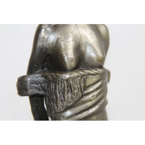 392 - BRONZE FIGURE RIDING CROP ON MARBLE BASE - BASE A/F
43CM