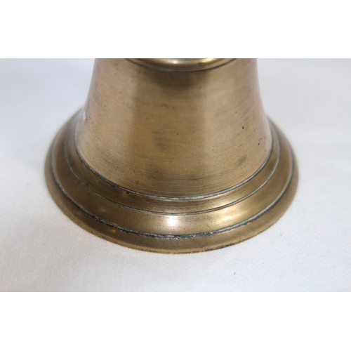 736 - SMALL BRONZE BELL AND A TEMPLE BELL