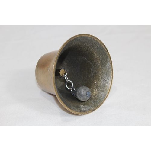 736 - SMALL BRONZE BELL AND A TEMPLE BELL