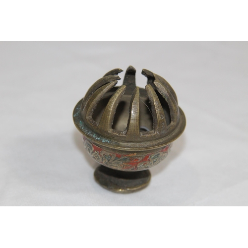 736 - SMALL BRONZE BELL AND A TEMPLE BELL