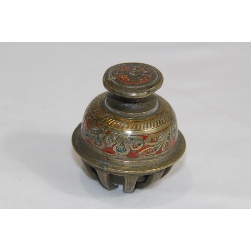736 - SMALL BRONZE BELL AND A TEMPLE BELL