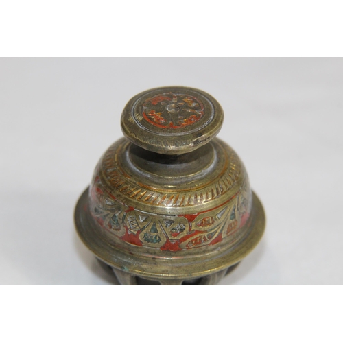 736 - SMALL BRONZE BELL AND A TEMPLE BELL