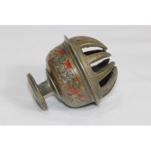 736 - SMALL BRONZE BELL AND A TEMPLE BELL