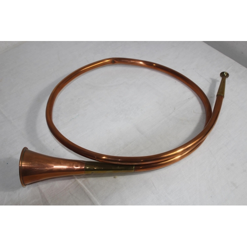 395 - FRENCH HUNTING HORN, BUGLE AND ONE OTHER