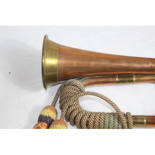 395 - FRENCH HUNTING HORN, BUGLE AND ONE OTHER