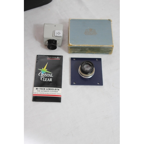 400 - CASE OF VINTAGE HAMIYA LENES, CASE AND SONY CAMCORDER