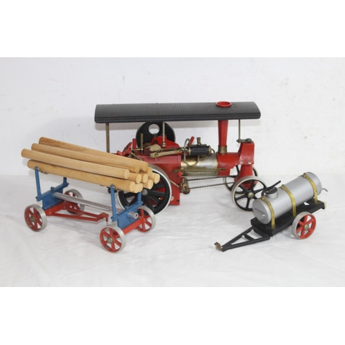500 - VINTAGE MAMOD ENGINE, WOOD TRAILER AND OIL TANK