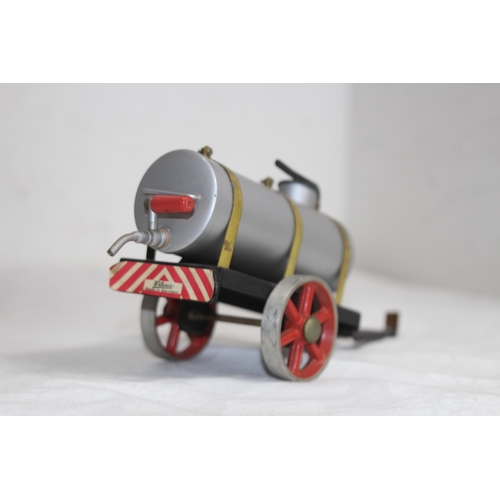 500 - VINTAGE MAMOD ENGINE, WOOD TRAILER AND OIL TANK