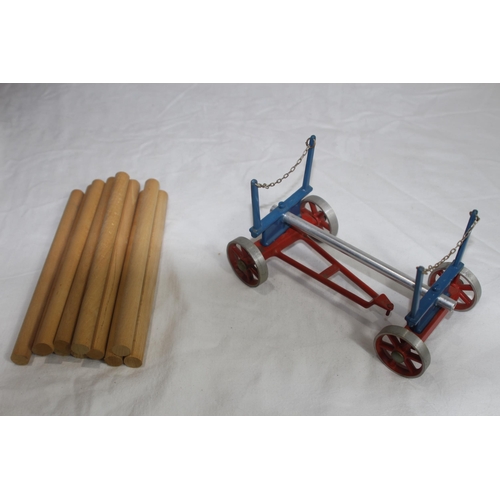 500 - VINTAGE MAMOD ENGINE, WOOD TRAILER AND OIL TANK