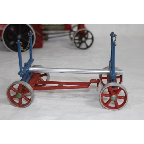 500 - VINTAGE MAMOD ENGINE, WOOD TRAILER AND OIL TANK