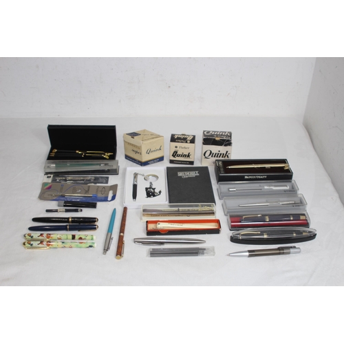 751 - QTY OF BOXED AND LOOSE PENS, INC 2 WITH 14K CT GOLD NIBS, AND WRITING ACCESSORIES