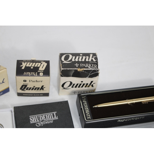 751 - QTY OF BOXED AND LOOSE PENS, INC 2 WITH 14K CT GOLD NIBS, AND WRITING ACCESSORIES