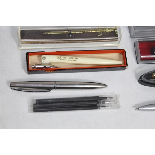 751 - QTY OF BOXED AND LOOSE PENS, INC 2 WITH 14K CT GOLD NIBS, AND WRITING ACCESSORIES