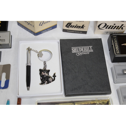 751 - QTY OF BOXED AND LOOSE PENS, INC 2 WITH 14K CT GOLD NIBS, AND WRITING ACCESSORIES