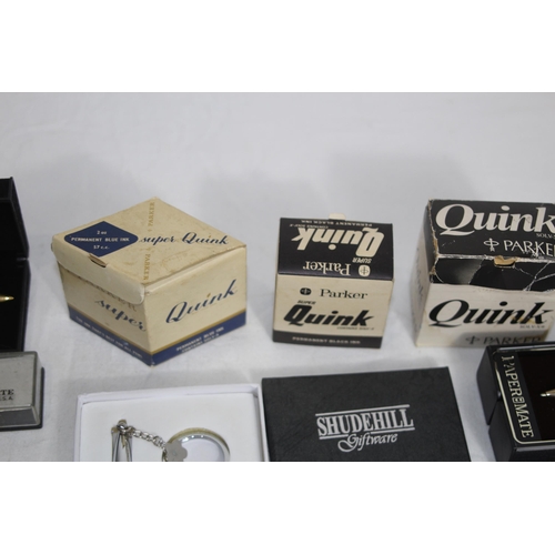 751 - QTY OF BOXED AND LOOSE PENS, INC 2 WITH 14K CT GOLD NIBS, AND WRITING ACCESSORIES