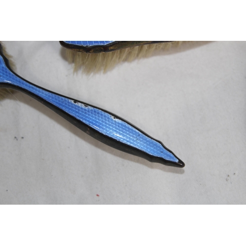 420 - GUILLOCHE ENAMEL DRESSING TABLE SET AND A CASED FAUX ENAMEL SET