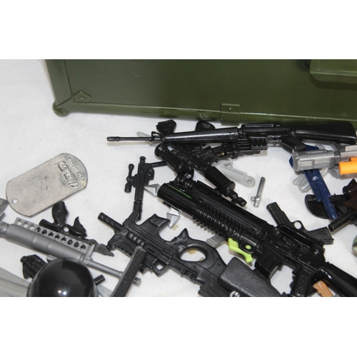 539 - VINTAGE ACTION MAN FOOT LOCKER WITH LARGE QUANTITY OF ACTION MAN WEAPONS & ACCESSORIES