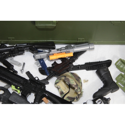 539 - VINTAGE ACTION MAN FOOT LOCKER WITH LARGE QUANTITY OF ACTION MAN WEAPONS & ACCESSORIES