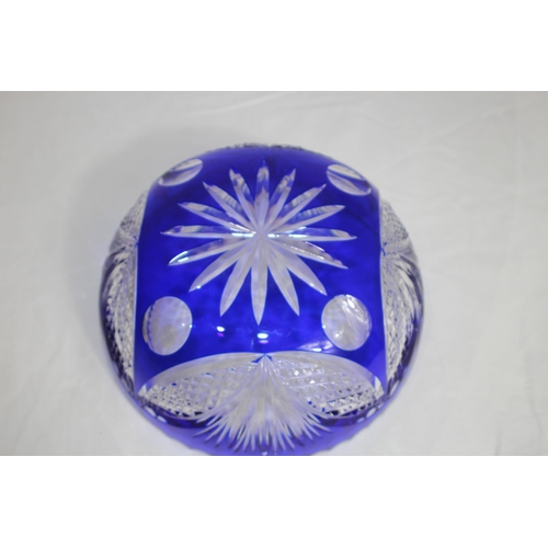 227 - BOHEMIAM BLUE CRYSTAL BOWL, WEDGWOOD AND OTHER CRYSTAL AND GLASS ITEMS