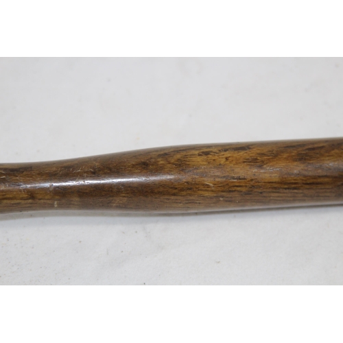 612 - VINTAGE WOODEN HANDLE STEEL TOPPED MACE OF MEDIEVAL DESIGN