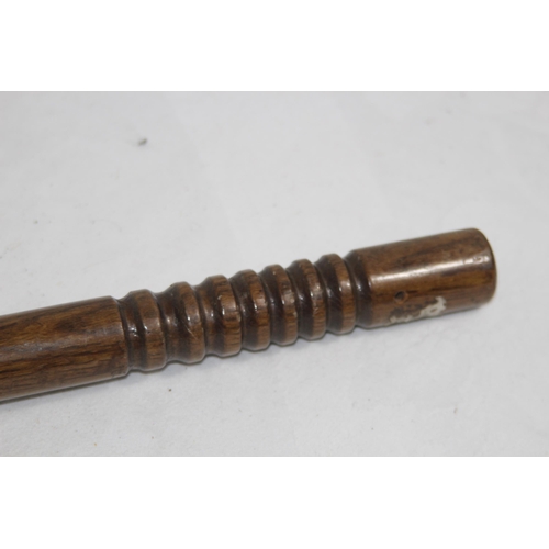 612 - VINTAGE WOODEN HANDLE STEEL TOPPED MACE OF MEDIEVAL DESIGN