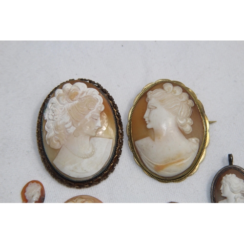 768 - COLLECTION OF SIX 19TH & EARLY 20TH CENTURY CAMEOS, THREE SET AS BROOCHES