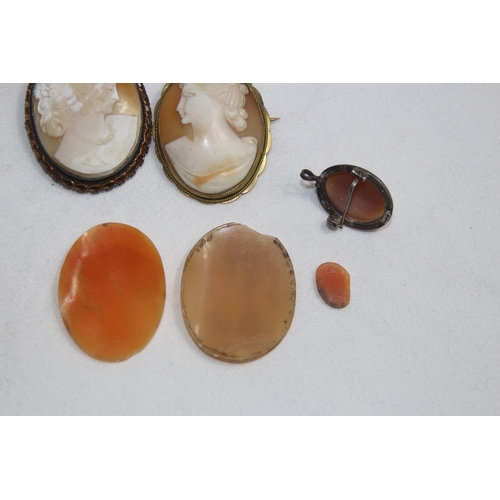 768 - COLLECTION OF SIX 19TH & EARLY 20TH CENTURY CAMEOS, THREE SET AS BROOCHES