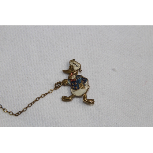 769 - VERY EARLY & RARE DISNEY ENAMEL BADGE DUO OF MICKEY MOUSE AND DONALD DUCK, MARKED WITH EARLY WD MARK