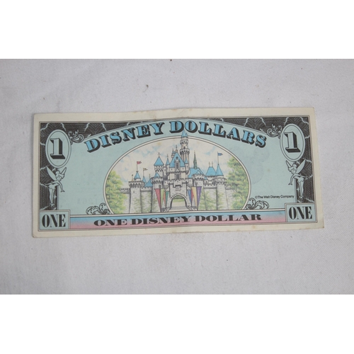 774 - RUN OF 3 SEQUENTIAL NUMBER VINTAGE DISNEY DOLLAR NOTES FROM 1990 SERIES